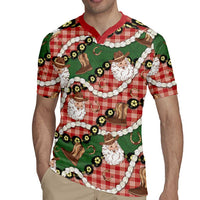 Cowboy Hawaii Mele Kalikimaka Rugby Jersey Paniolo Kukui Nut Pikake Lei Red Version - Polynesian Pride