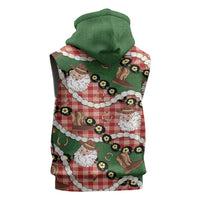 Cowboy Hawaii Mele Kalikimaka Sleeveless Zip Hoodie Paniolo Kukui Nut Pikake Lei Red Version - Polynesian Pride