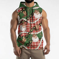 Cowboy Hawaii Mele Kalikimaka Sleeveless Zip Hoodie Paniolo Kukui Nut Pikake Lei Red Version - Polynesian Pride