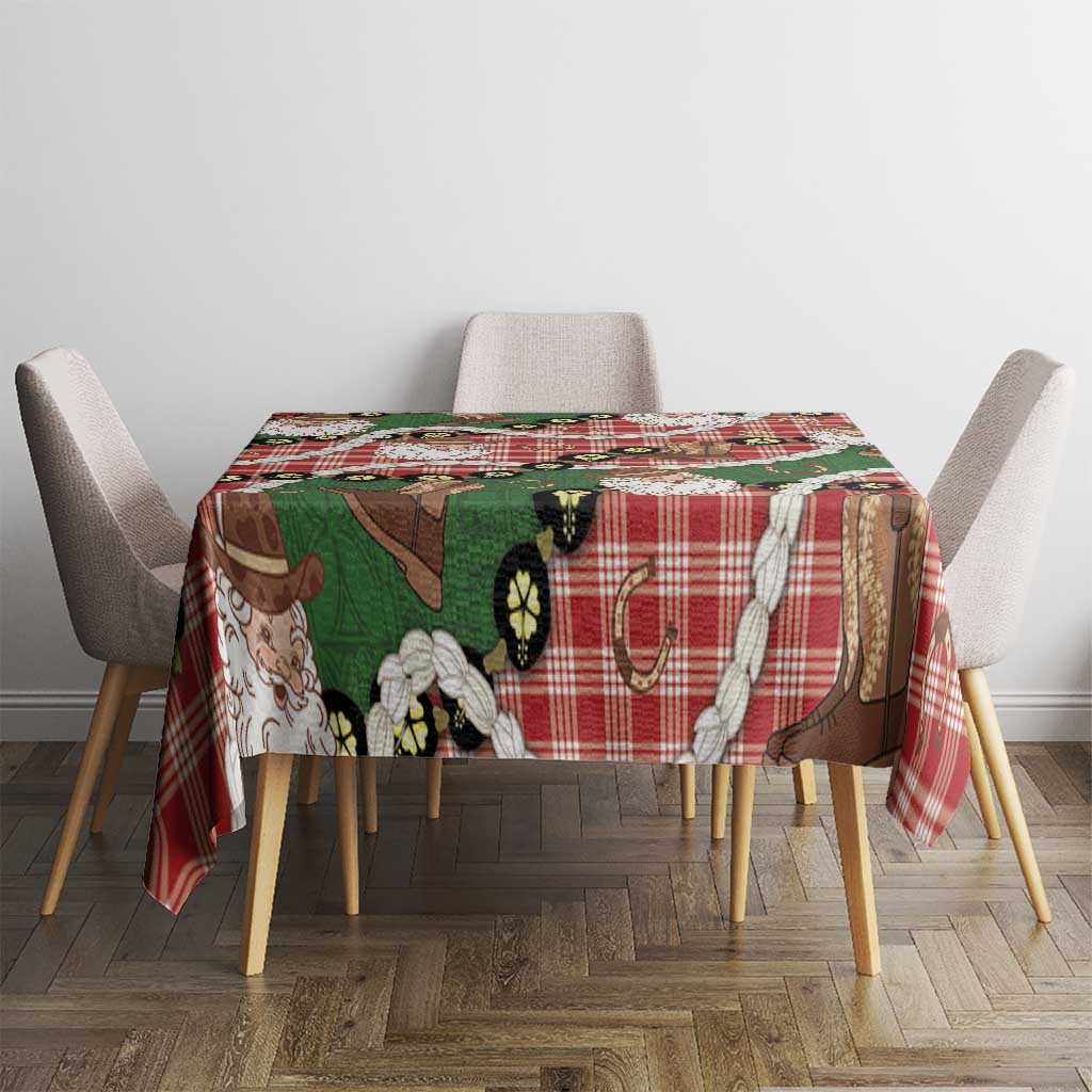 Cowboy Hawaii Mele Kalikimaka Tablecloth Paniolo Kukui Nut Pikake Lei Red Version - Polynesian Pride
