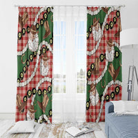 Cowboy Hawaii Mele Kalikimaka Window Curtain Paniolo Kukui Nut Pikake Lei Red Version - Polynesian Pride