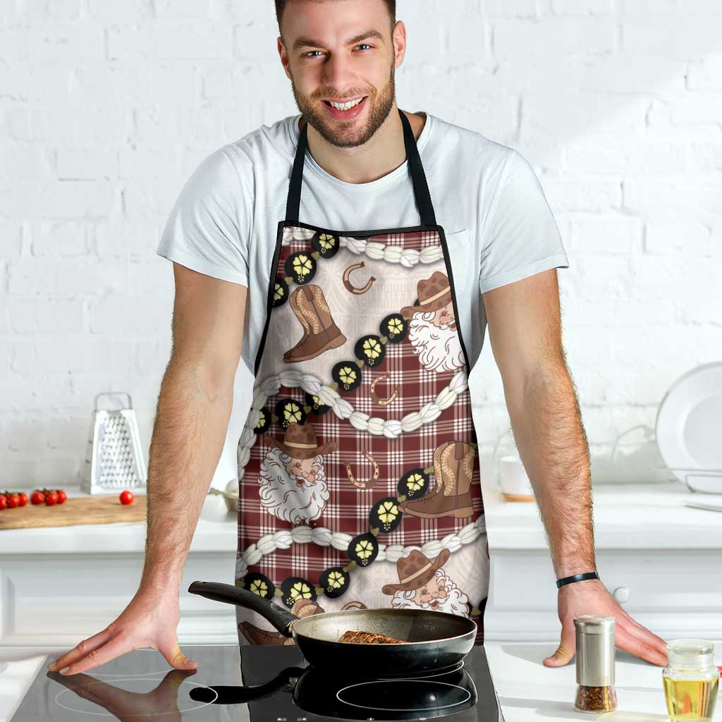 Cowboy Hawaii Mele Kalikimaka Apron Paniolo Kukui Nut Pikake Lei Burgundy Version - Polynesian Pride