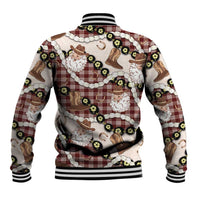 Cowboy Hawaii Mele Kalikimaka Baseball Jacket Paniolo Kukui Nut Pikake Lei Burgundy Version - Polynesian Pride