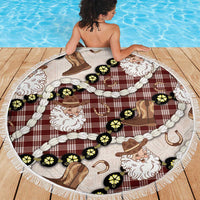 Cowboy Hawaii Mele Kalikimaka Beach Blanket Paniolo Kukui Nut Pikake Lei Burgundy Version - Polynesian Pride