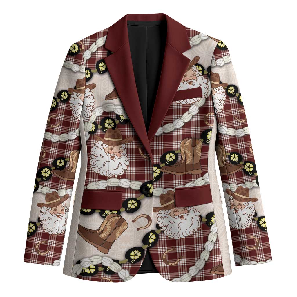 Cowboy Hawaii Mele Kalikimaka Blazer Paniolo Kukui Nut Pikake Lei Burgundy Version - Polynesian Pride