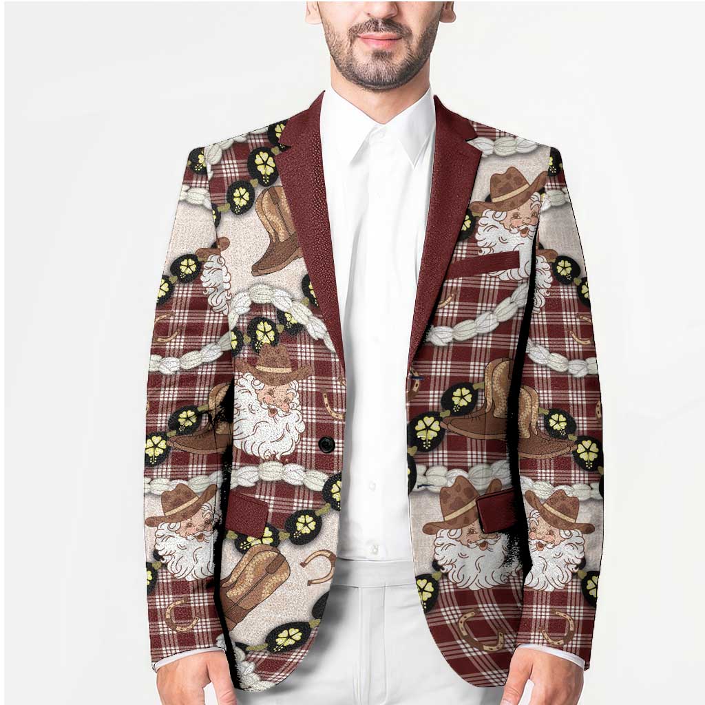 Cowboy Hawaii Mele Kalikimaka Blazer Paniolo Kukui Nut Pikake Lei Burgundy Version - Polynesian Pride