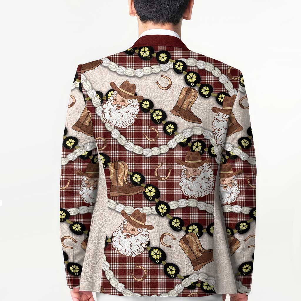 Cowboy Hawaii Mele Kalikimaka Blazer Paniolo Kukui Nut Pikake Lei Burgundy Version - Polynesian Pride