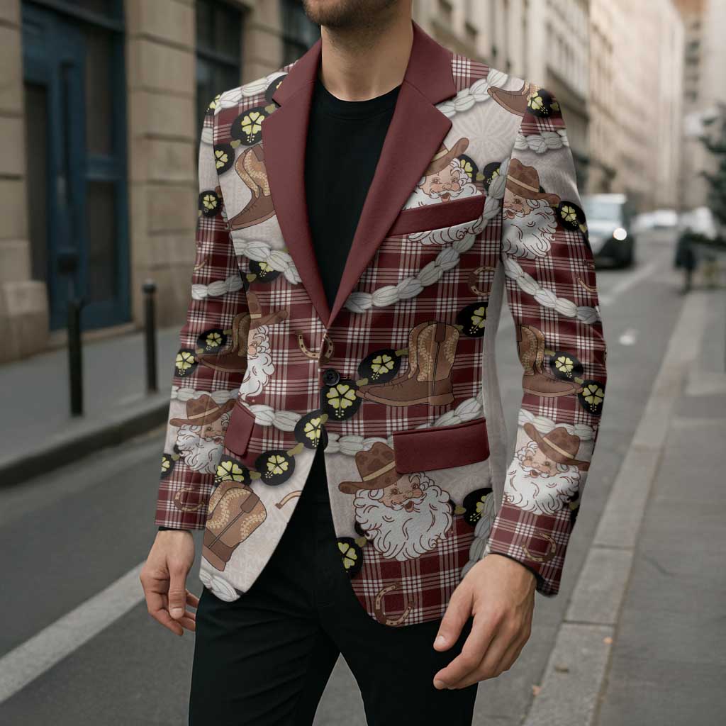 Cowboy Hawaii Mele Kalikimaka Blazer Paniolo Kukui Nut Pikake Lei Burgundy Version - Polynesian Pride