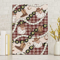 Cowboy Hawaii Mele Kalikimaka Canvas Wall Art Paniolo Kukui Nut Pikake Lei Burgundy Version - Polynesian Pride