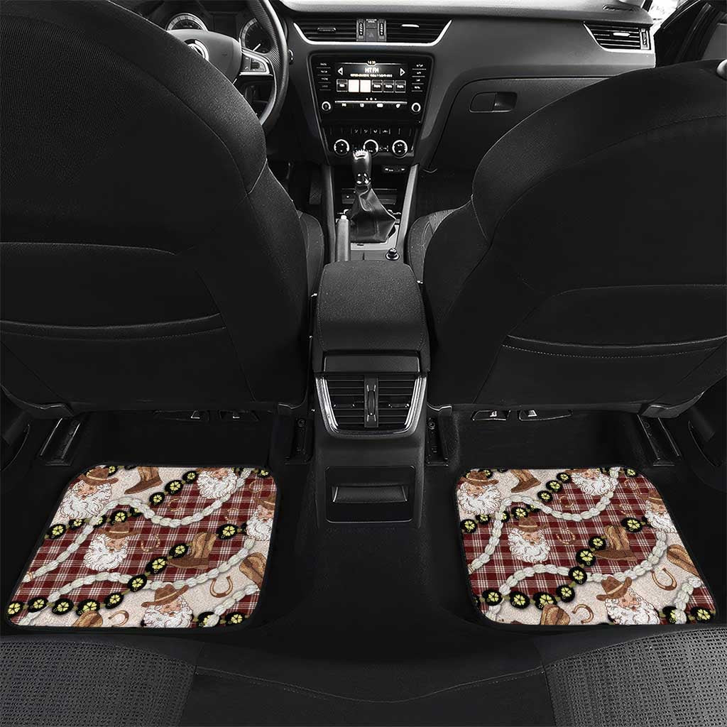Cowboy Hawaii Mele Kalikimaka Car Mats Paniolo Kukui Nut Pikake Lei Burgundy Version - Polynesian Pride