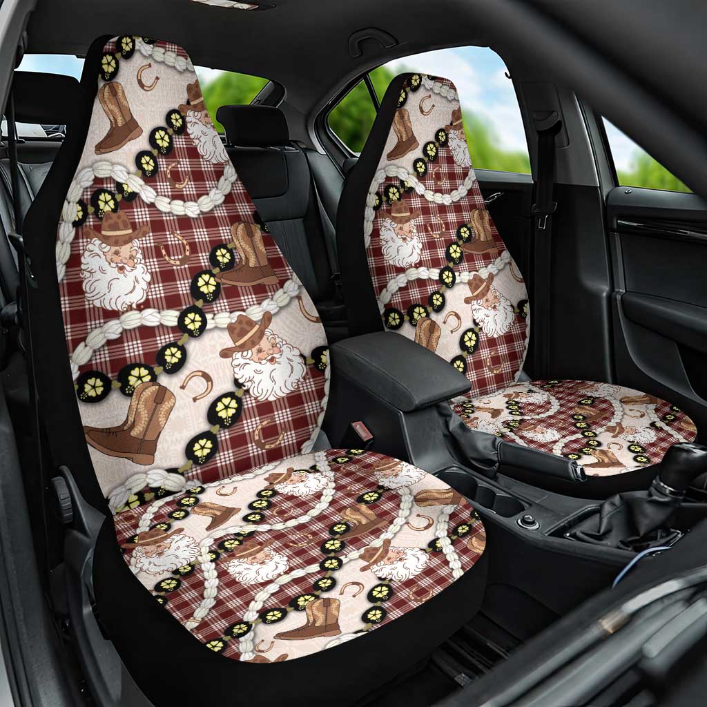 Cowboy Hawaii Mele Kalikimaka Car Seat Cover Paniolo Kukui Nut Pikake Lei Burgundy Version - Polynesian Pride