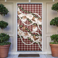 Cowboy Hawaii Mele Kalikimaka Door Cover Paniolo Kukui Nut Pikake Lei Burgundy Version - Polynesian Pride