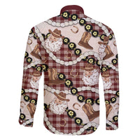 Cowboy Hawaii Mele Kalikimaka Family Matching Off Shoulder Maxi Dress and Hawaiian Shirt Paniolo Kukui Nut Pikake Lei Burgundy Version - Polynesian Pride