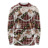 Cowboy Hawaii Mele Kalikimaka Long Sleeve Shirt Paniolo Kukui Nut Pikake Lei Burgundy Version - Polynesian Pride