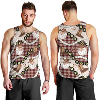 Cowboy Hawaii Mele Kalikimaka Men Tank Top Paniolo Kukui Nut Pikake Lei Burgundy Version - Polynesian Pride