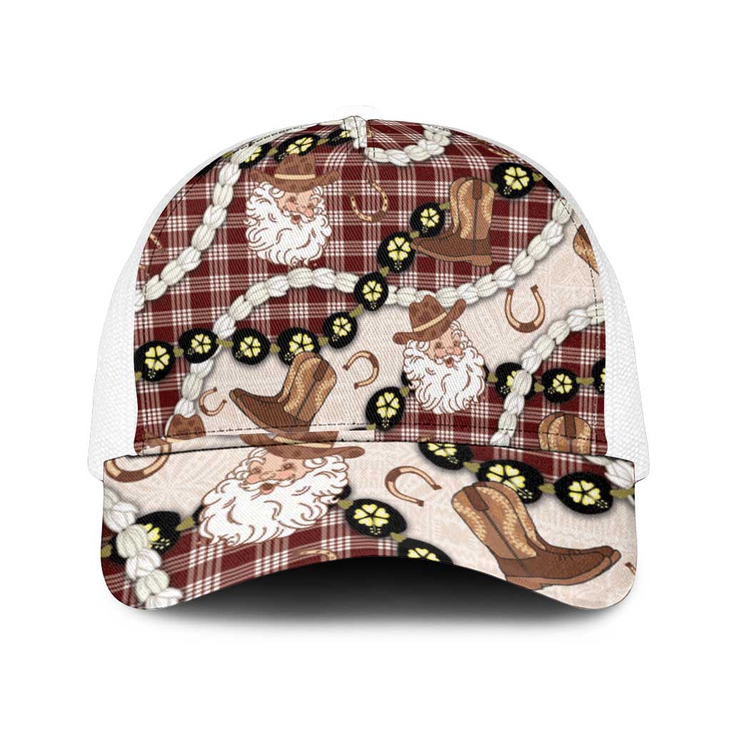 Cowboy Hawaii Mele Kalikimaka Mesh Trucker Cap Paniolo Kukui Nut Pikake Lei Burgundy Version - Polynesian Pride