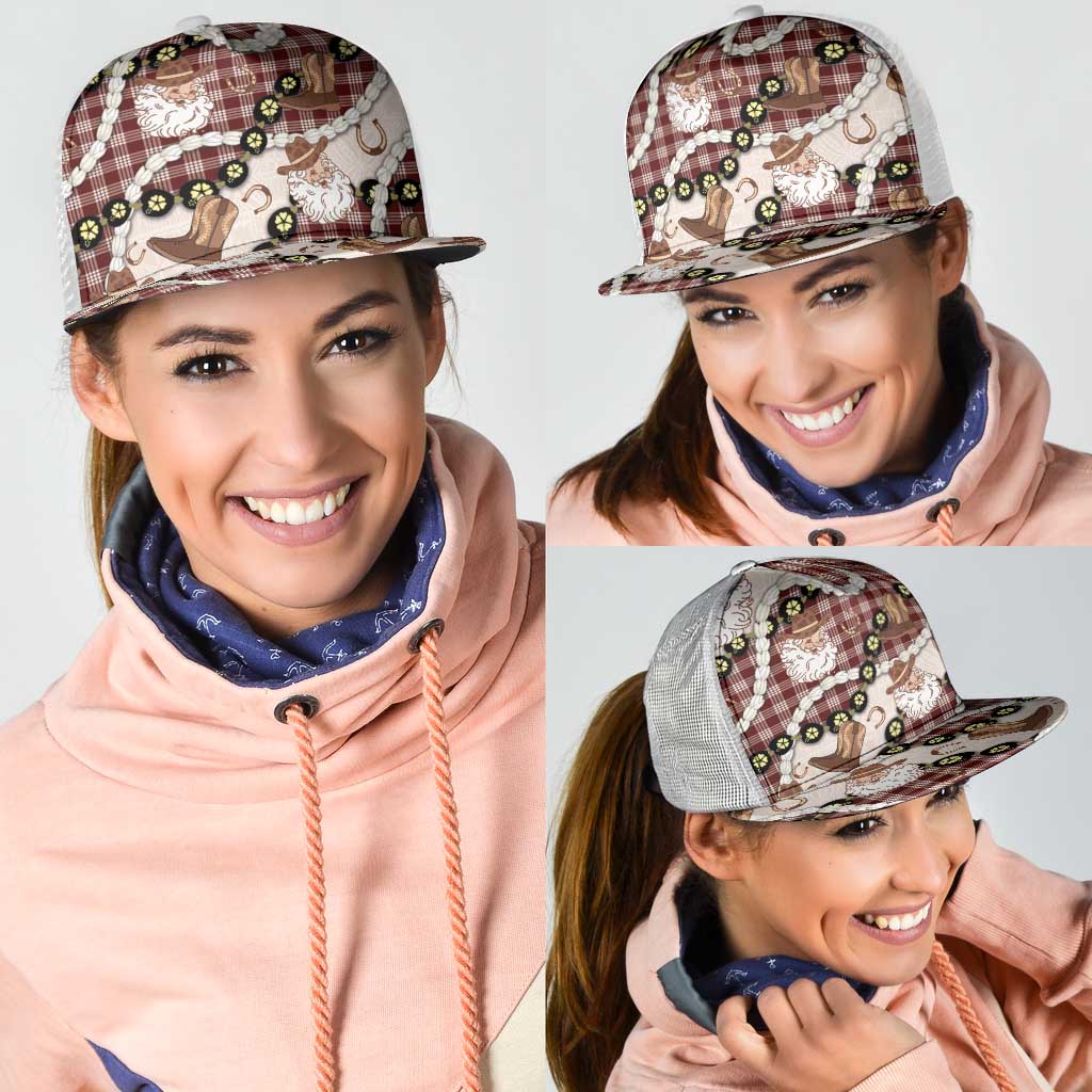 Cowboy Hawaii Mele Kalikimaka Mesh Trucker Cap Paniolo Kukui Nut Pikake Lei Burgundy Version - Polynesian Pride