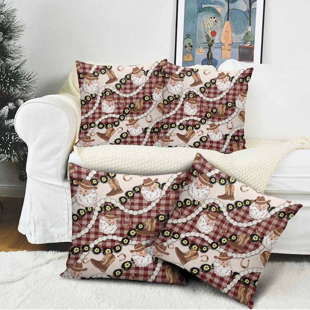 Cowboy Hawaii Mele Kalikimaka Pillow Cover Paniolo Kukui Nut Pikake Lei Burgundy Version - Polynesian Pride