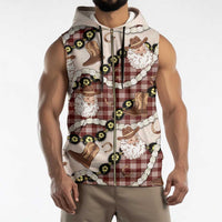 Cowboy Hawaii Mele Kalikimaka Sleeveless Zip Hoodie Paniolo Kukui Nut Pikake Lei Burgundy Version - Polynesian Pride