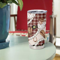 Cowboy Hawaii Mele Kalikimaka Tumbler Cup Paniolo Kukui Nut Pikake Lei Burgundy Version - Polynesian Pride