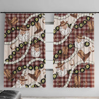 Cowboy Hawaii Mele Kalikimaka Window Curtain Paniolo Kukui Nut Pikake Lei Burgundy Version - Polynesian Pride