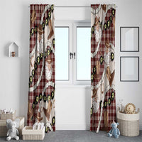 Cowboy Hawaii Mele Kalikimaka Window Curtain Paniolo Kukui Nut Pikake Lei Burgundy Version - Polynesian Pride