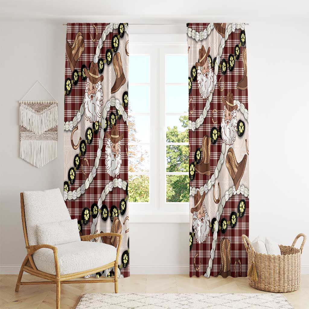 Cowboy Hawaii Mele Kalikimaka Window Curtain Paniolo Kukui Nut Pikake Lei Burgundy Version - Polynesian Pride