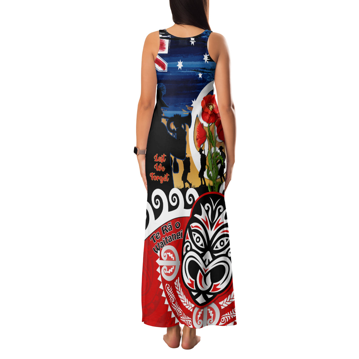 New Zealand Waitangi And ANZAC Day Family Matching Tank Maxi Dress and Hawaiian Shirt Aotearoa Maori Tiki With Last Post LT14 - Polynesian Pride