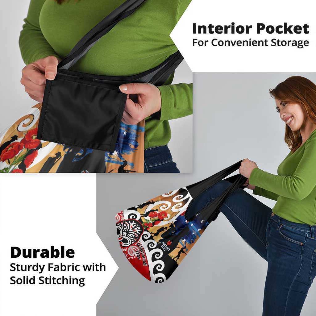 New Zealand Waitangi And ANZAC Day Grocery Bag Aotearoa Maori Tiki With Last Post