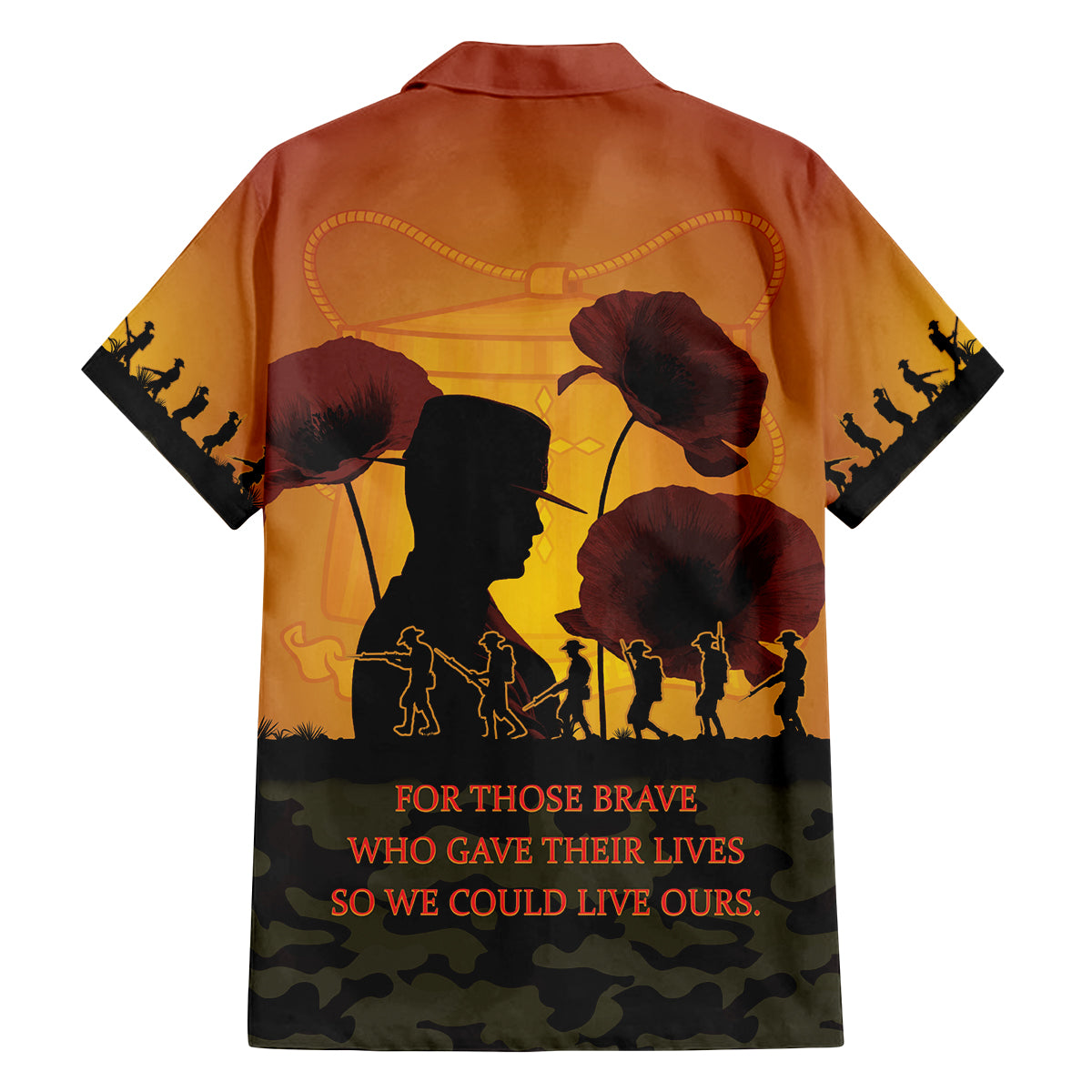Tokelau ANZAC Day Family Matching Tank Maxi Dress and Hawaiian Shirt Camouflage With Poppies Lest We Forget LT14 - Polynesian Pride