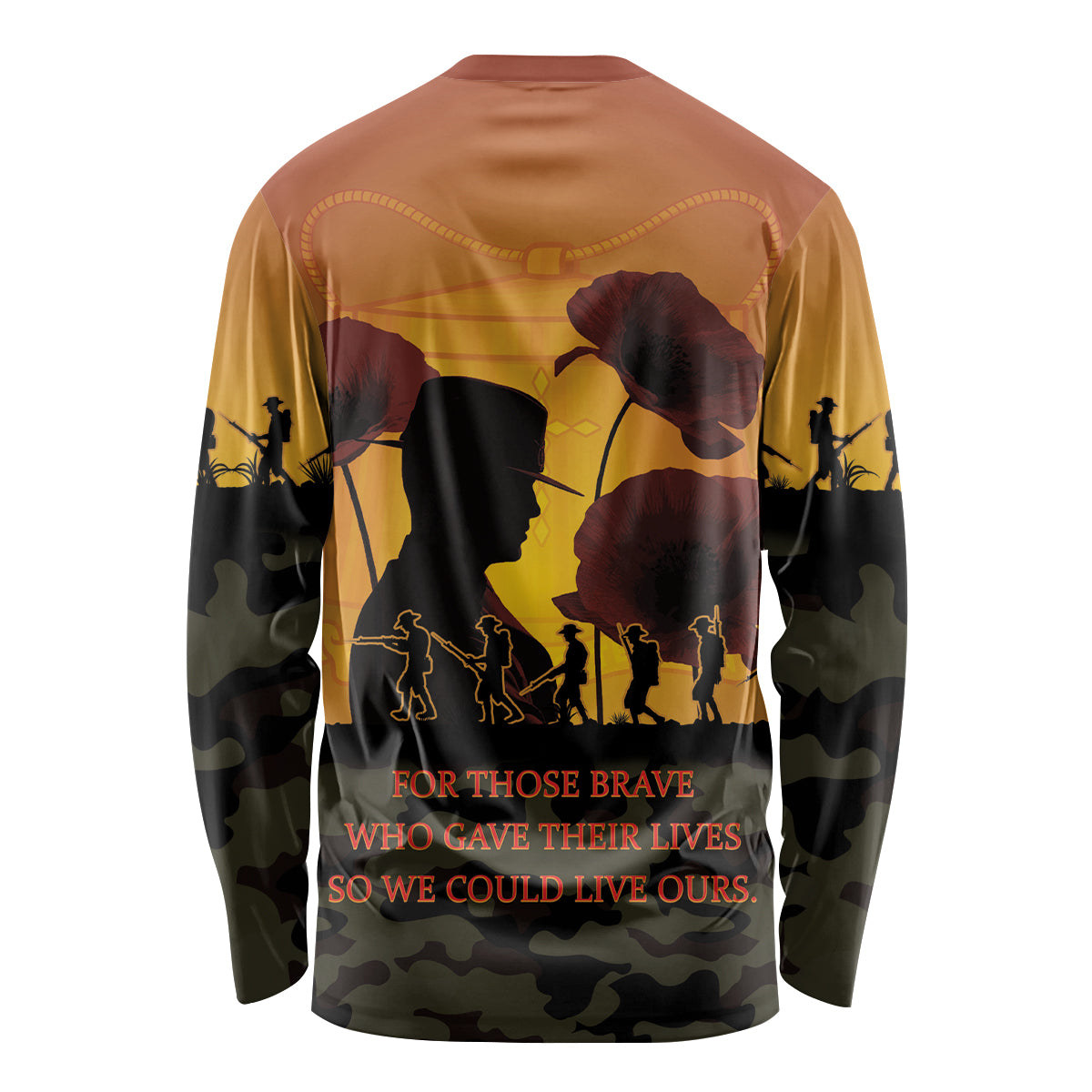 Tokelau ANZAC Day Long Sleeve Shirt Camouflage With Poppies Lest We Forget LT14 - Polynesian Pride