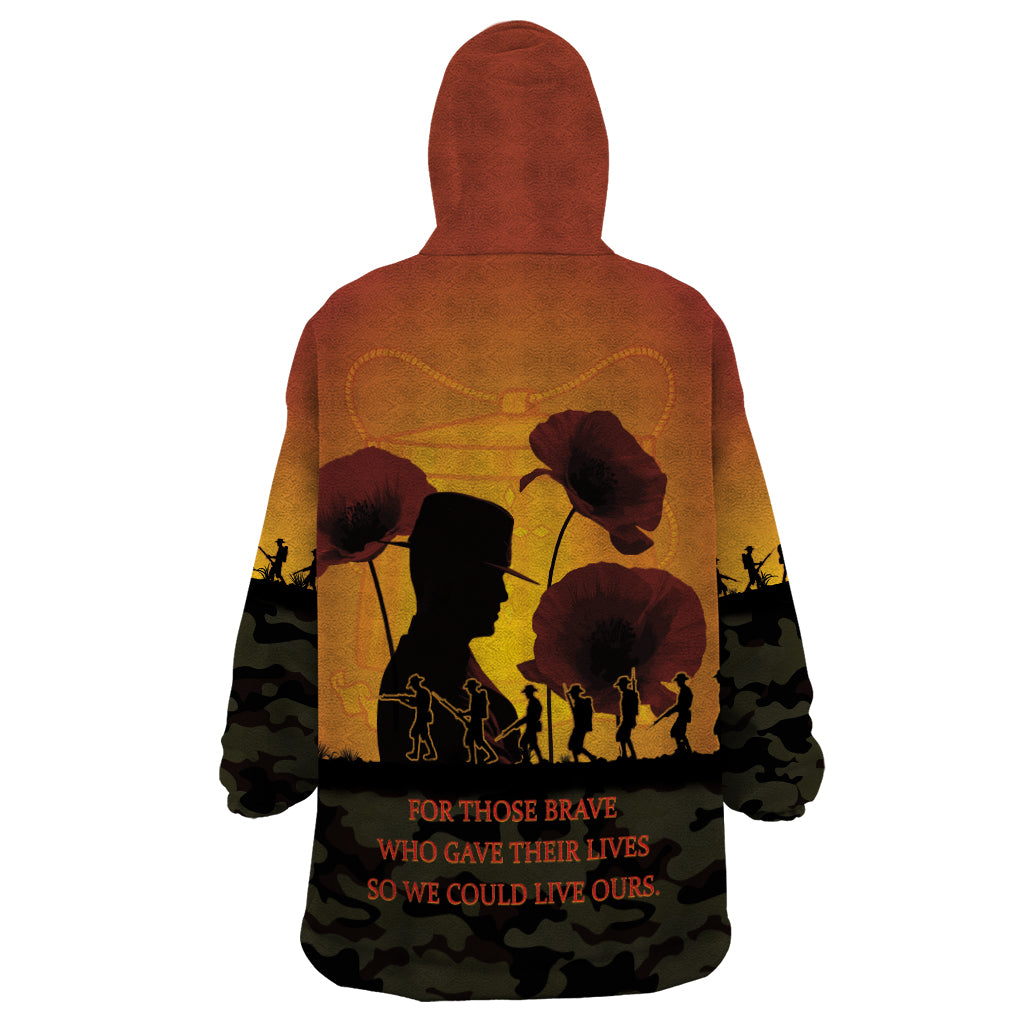 Tokelau ANZAC Day Wearable Blanket Hoodie Camouflage With Poppies Lest We Forget LT14 - Polynesian Pride