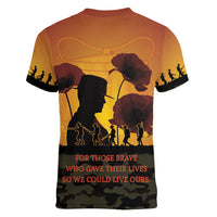 Tokelau ANZAC Day Women V Neck T Shirt Camouflage With Poppies Lest We Forget LT14 - Polynesian Pride