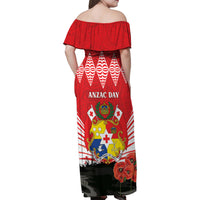 Tonga ANZAC Day Family Matching Off Shoulder Maxi Dress and Hawaiian Shirt Camouflage With Poppies Lest We Forget LT14 - Polynesian Pride