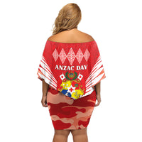 Tonga ANZAC Day Family Matching Off Shoulder Short Dress and Hawaiian Shirt Camouflage With Poppies Lest We Forget LT14 - Polynesian Pride
