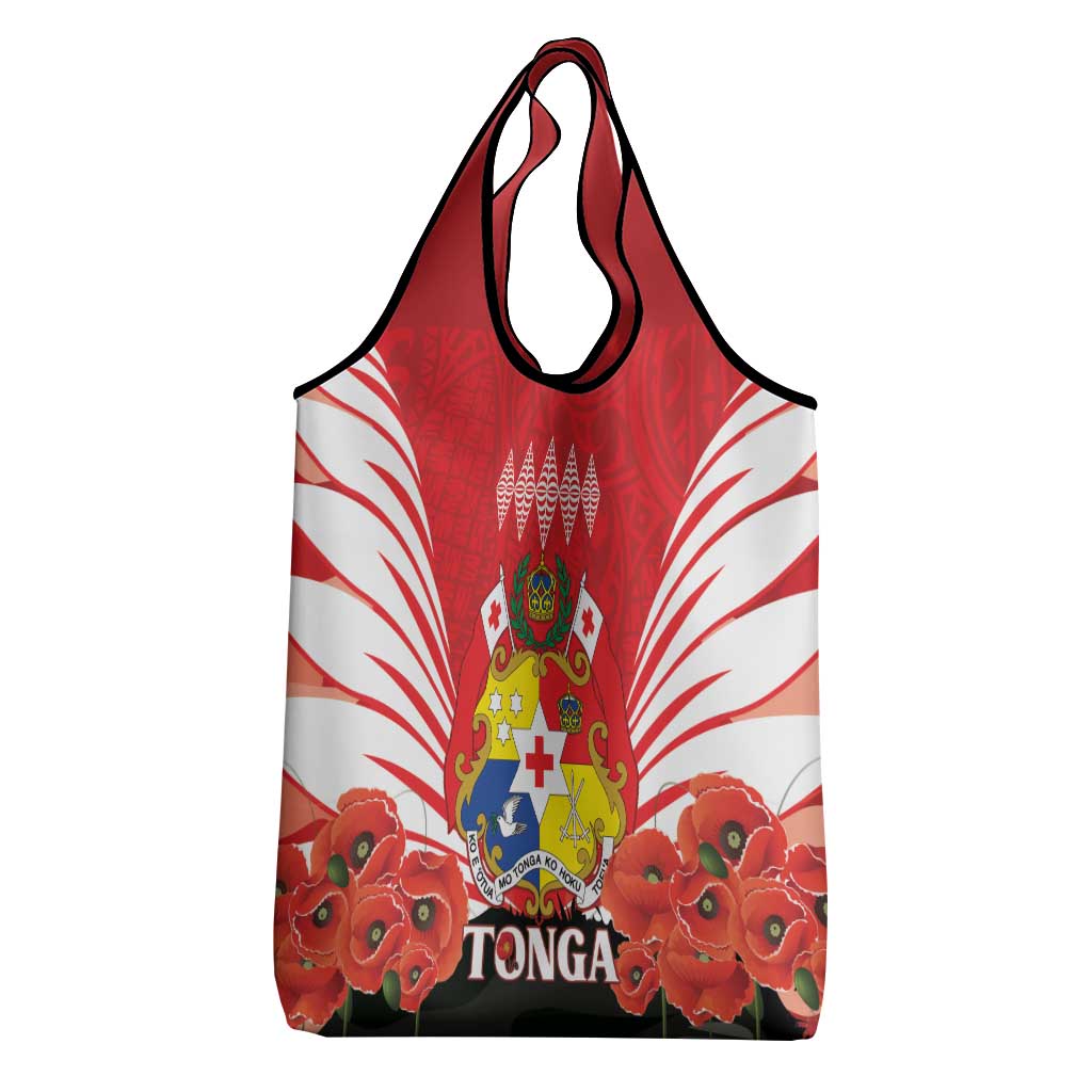 Tonga ANZAC Day Grocery Bag Camouflage With Poppies Lest We Forget