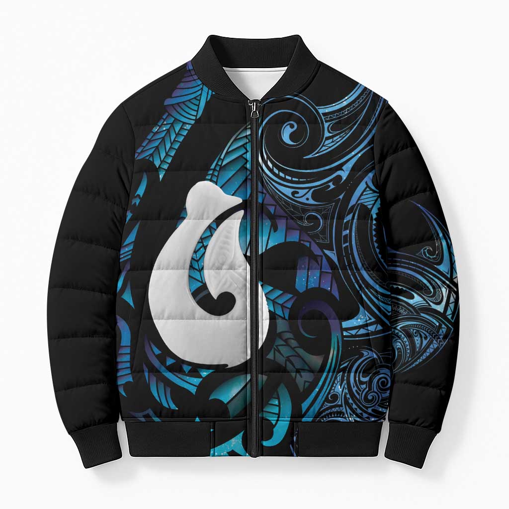Hei Matau New Zealand Matariki Bomber Puffer Jacket NZ Fish Hook Maori Art