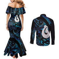 Hei Matau New Zealand Matariki Couples Matching Mermaid Dress and Long Sleeve Button Shirt NZ Fish Hook Maori Art LT14 - Polynesian Pride