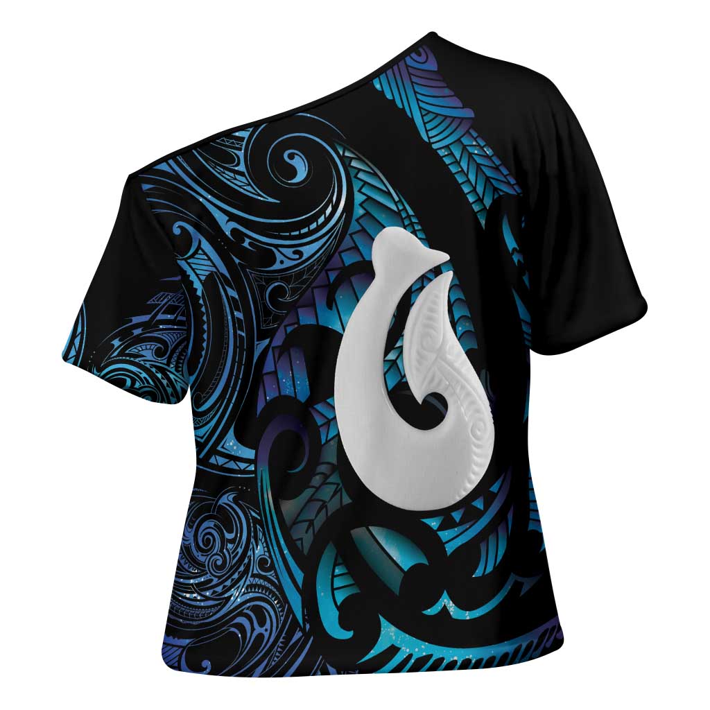 Hei Matau New Zealand Matariki Cross Shoulder Shirt NZ Fish Hook Maori Art LT14 - Polynesian Pride