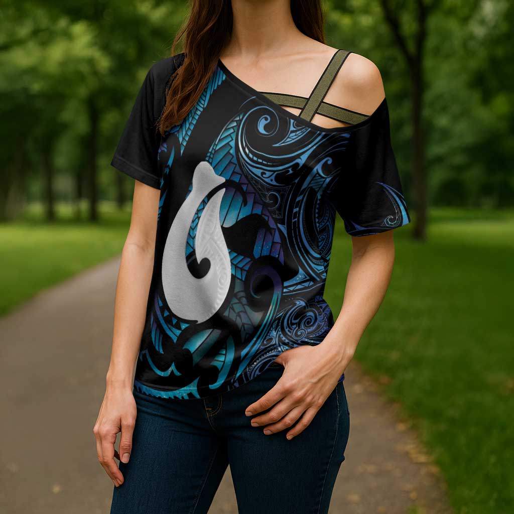 Hei Matau New Zealand Matariki Cross Shoulder Shirt NZ Fish Hook Maori Art LT14 - Polynesian Pride