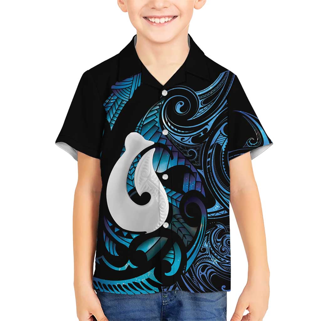 Hei Matau New Zealand Matariki Family Matching Puletasi and Hawaiian Shirt NZ Fish Hook Maori Art LT14 Son's Shirt Purple - Polynesian Pride