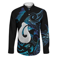 Hei Matau New Zealand Matariki Family Matching Short Sleeve Bodycon Dress and Hawaiian Shirt NZ Fish Hook Maori Art LT14 Dad's Shirt - Long Sleeve Purple - Polynesian Pride