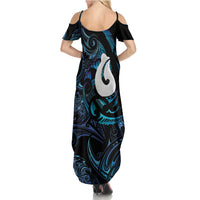 Hei Matau New Zealand Matariki Family Matching Summer Maxi Dress and Hawaiian Shirt NZ Fish Hook Maori Art LT14 - Polynesian Pride