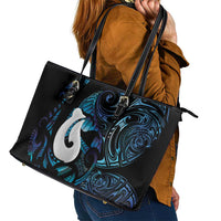 Hei Matau New Zealand Matariki Leather Tote Bag NZ Fish Hook Maori Art