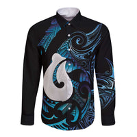 Hei Matau New Zealand Matariki Long Sleeve Button Shirt NZ Fish Hook Maori Art