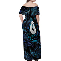 Hei Matau New Zealand Matariki Off Shoulder Maxi Dress NZ Fish Hook Maori Art