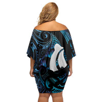 Hei Matau New Zealand Matariki Off Shoulder Short Dress NZ Fish Hook Maori Art