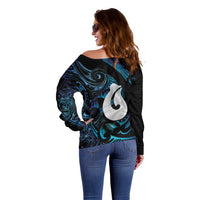 Hei Matau New Zealand Matariki Off Shoulder Sweater NZ Fish Hook Maori Art