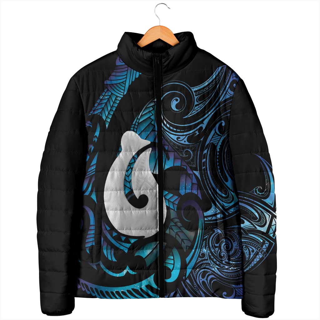 Hei Matau New Zealand Matariki Padded Jacket NZ Fish Hook Maori Art