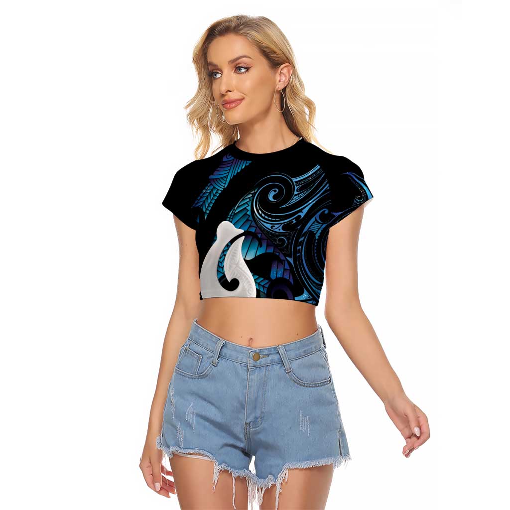 Hei Matau New Zealand Matariki Raglan Cropped T Shirt NZ Fish Hook Maori Art